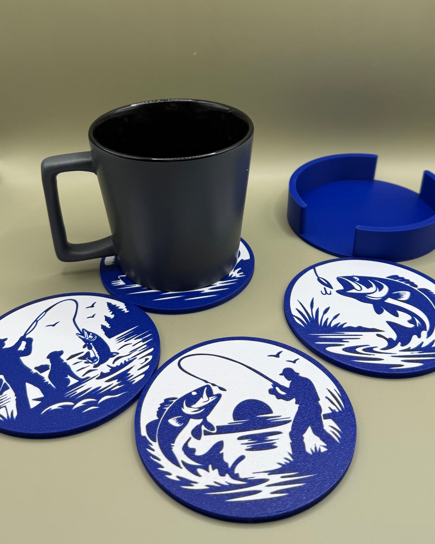 Fishing Coaster Set with Holder