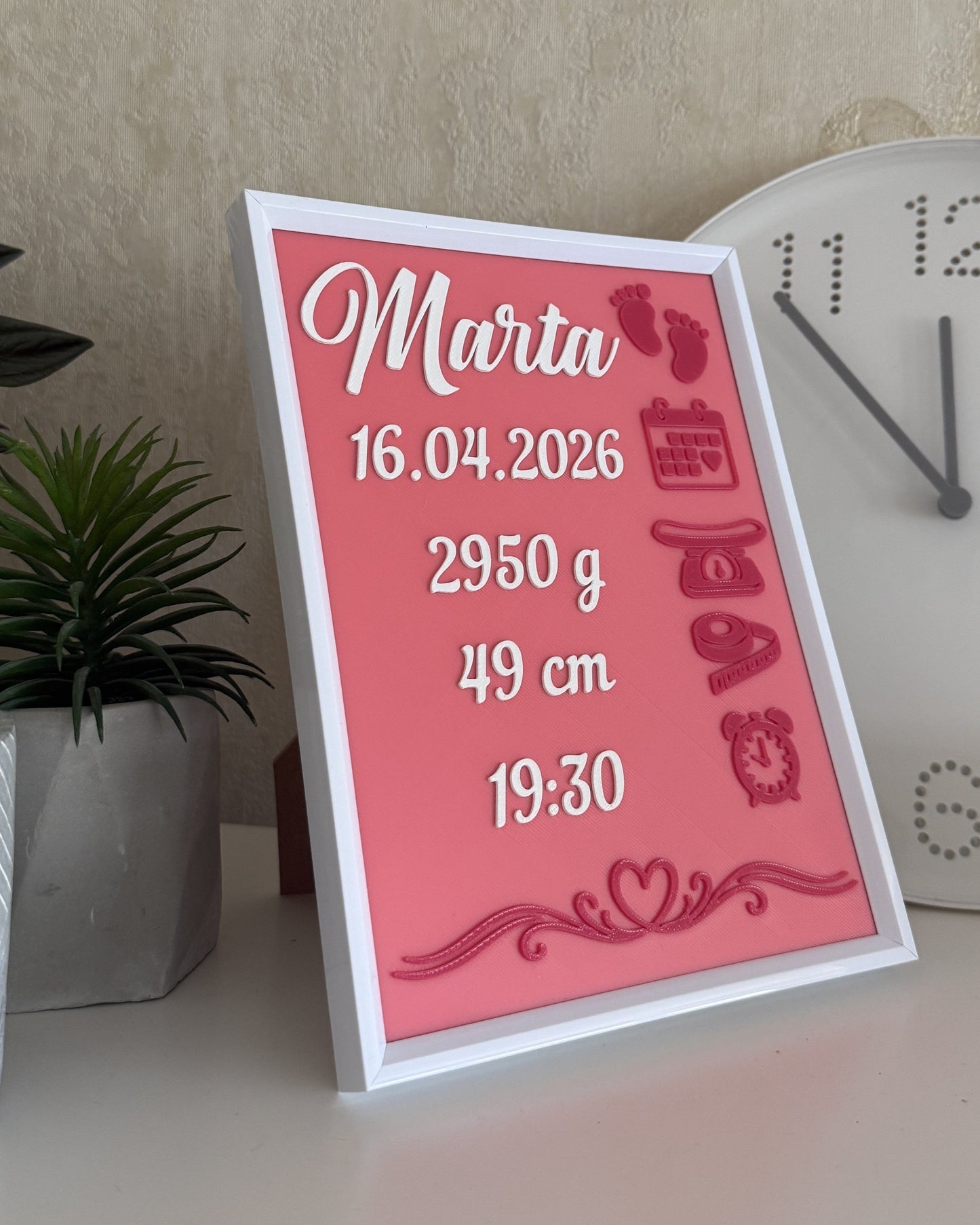 Personalized Baby Birth Stats Frame